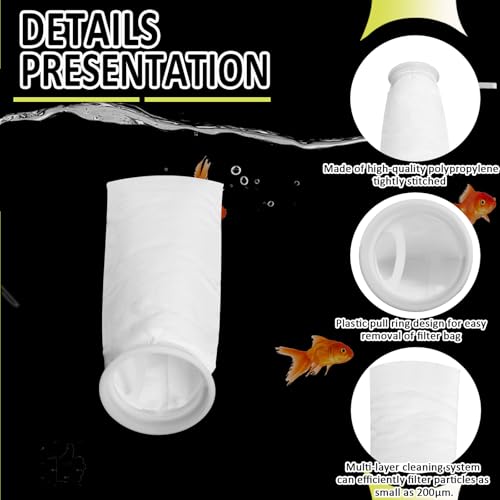 Image of Filter Sock 4 Inch Ring, Filter Socks for Saltwater Aquarium by 15 Inch Long, 200 Micron Aquarium Filter Sock for Fish Tank Sump Saltwater Freshwater Aquariums (8 Pack)