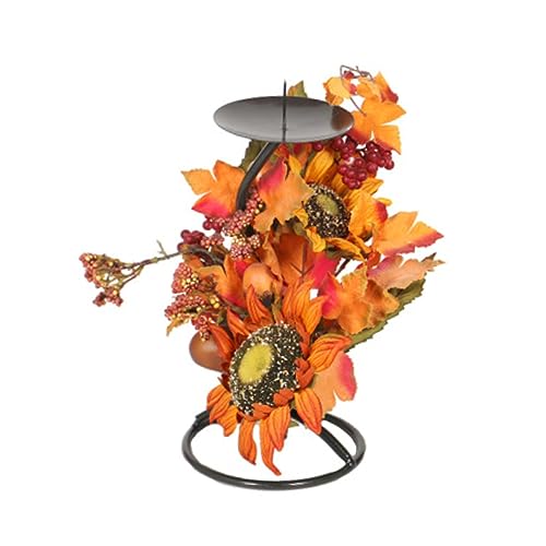 Decorative Props Artificial Fall Flower Arrangements Tea Light Stand Rustic Vintage Metal Candle Holders Simulation Sunflower Desk Topper Christmas to Rotate Decorations