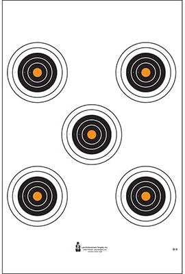 5 Bull's-Eye Target w/Orange Centers Heavy TAGBOARD Paper Black & Orange Size: 21" x 24"