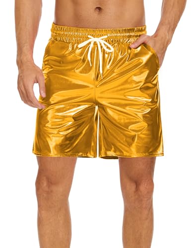 Zerbala Men's Metallic Shorts Shiny Rave Shiny Sparkly Shorts with Pockets3