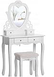 BDW TL01 Tocador - con Espejo, habitación Juvenil -Mesa de Maquillaje - Tocador - Mesa cosmética - Estilo Vintage - Rosa