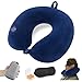 JetsCush Cuscino da Viaggio Gonfiabile, Cuscino Aereo con Maschera per Gli Occhi e Tappi per le Orecchie, Cuscino Gonfiabile da Viaggio per Aereo, Treno, Ufficio, Blu immagine