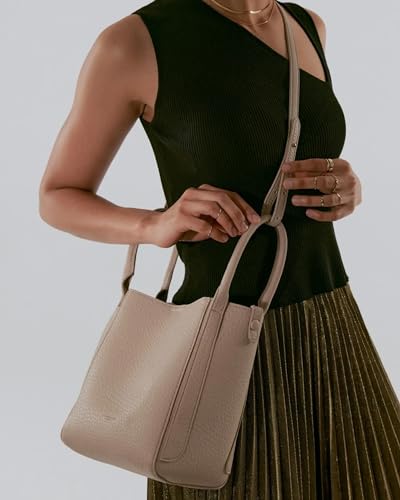 Image of NEWBELLA Women's Hobo Handbags - Soft PU Leather Shoulder Tote Purses with Zipper for Stylish and Functional Everyday Use (Beige-Bucket)