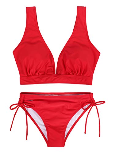 Women's Side Tie Bikini Set Light Support Laced Top Sexy Two Piece Swimsuits Holiday Swimming Bathing Suits3