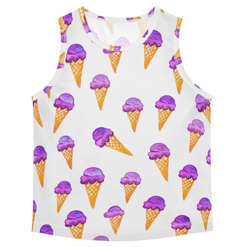 J JOYSAY Watercolor Ice Cream White Boys Tank Top Sleeveless Muscle Shirts Quick Dry Kids T-Shirts 3-15T