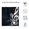 FekiLoot Music Notes Polyester Tote Bag, 35x40cm Stylish Lightweight Shoulder Handbag, Reusable Multi-Purpose Fabric Carryall for Work Travel Shopping Daily Use #5