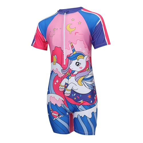 Image of FABSPORTS Kids Swimsuit Set Printed One-Piece Swimwear for Boys & Girls, Half Sleeve Bathing Suit, Comfortable Swimming Costume for Children, 2-12 Years