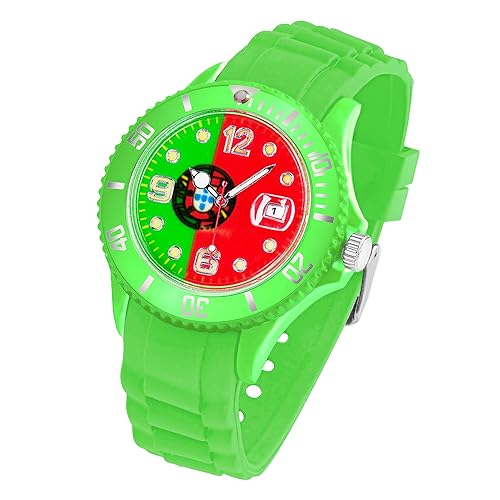 Taffstyle Montre à quartz en silicone pour fan de la Coupe du monde et de l'Euro, Portugal, lanière