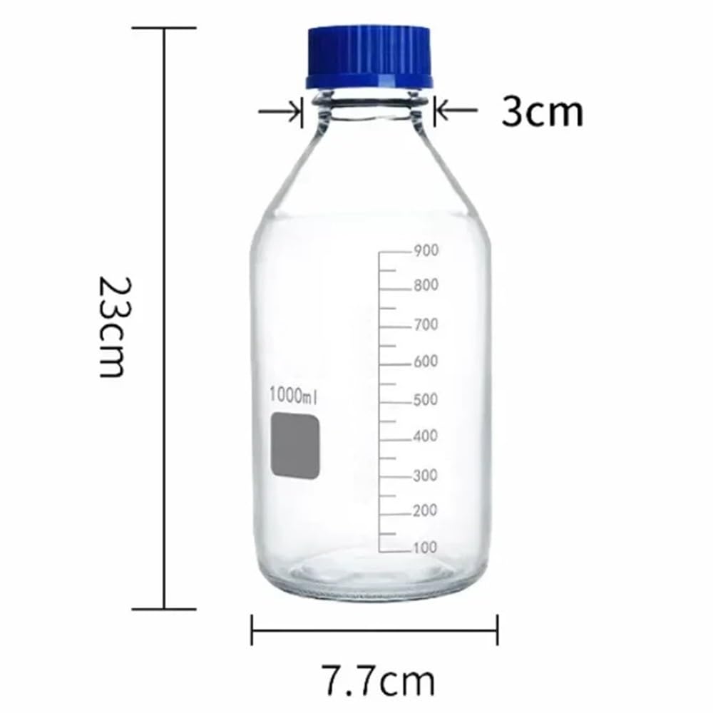 Laborgeräte und -ausrüstung Reagenzflasche 1000 ml, klare Probenflasche, 1 l, Labor, blaue Schraube, GL45-Mund