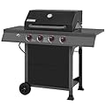 Royal Gourmet GA4401T 4-Burner Propane Gas Grill with Porcelain-enameled Cast Iron Grates, Outdoor BBQ Grill with Warming Rack for Outdoor Cooking and Backyard Barbecues, Black and Gray