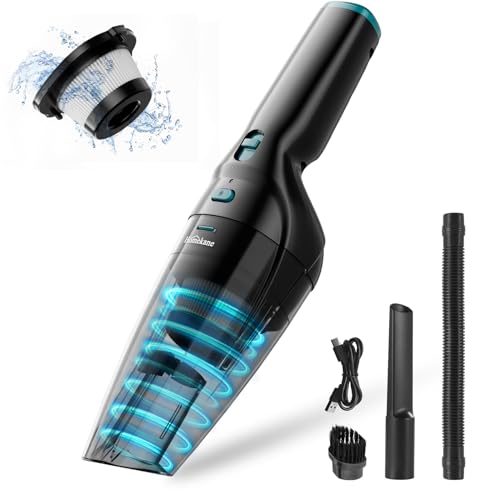 HOMEKANE Handstaubsauger, 9500Pa Handstaubsauger Akku Beutellos Nass&Trocken mit Waschbar HEPA-Filter Handsauger Kabellos Staubsauger per Auto, Haus