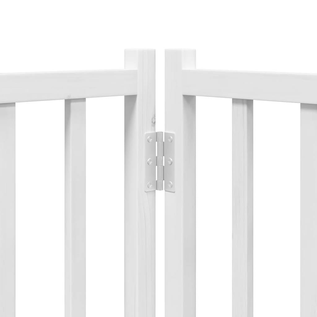 Homgoday Barrera para Perros,Barrera de Seguridad para Perros Mascotas,Valla Perros Interior Puerta de Perros Plegable 8 Paneles Madera álamo Blanca 640 cm