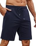 COOFANDY Men's 7" Casual Sweat Shorts Elastic Waist Drawstring Workout Running Jogging Training Shorts with Pockets, Navy Blue, XX-Large