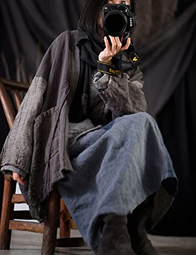 NFYM Vintage Grey Linen Trench Coat – One Size Loose Fit Cardigan - Image 2