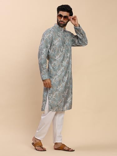 Image of Pro-Ethic Style Developer Men's Cotton Printed Kurta Pajama Set Traditional Outfit | Mandarin Collar (E-129)
