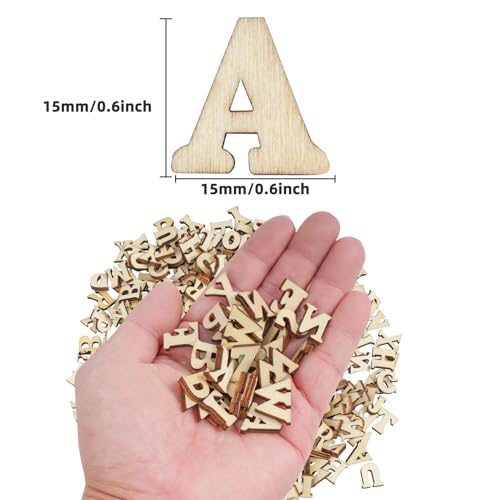 DLUSZERT 400 Stück Kleine Holzbuchstaben, 15MM Buchstaben aus Holz zum Basteln und Bemalen, Unbearbeitete Holz Buchstaben Deko, Kleinbuchstaben (A-Z) für DIY Kunsthandwerk Hochzeit Festival Party