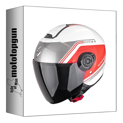Casque jet Scorpion Exo-City II Vita Blanc Rouge XL pour moto urbaine