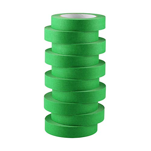 Lichamp 10 Pack Green Painters Tape 1 Inch, Medium Adhesive Green Masking Tape Bulk Multi Pack, 1 Inch X 55 Yards X 10 Rolls (550 Total Yards) #TOP6