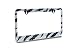 JR2 Bling Bling White/Black Zebra Designed (White Cap-D Type) Crystal Diamond Rhinestone-METAL Chrome License Plate Frame