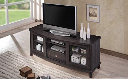 Baxton Studio Wholesale Interiors Walda Dark Brown Wood TV Cabinet with 2 Sliding