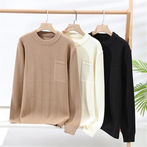 Men's Solid Color Crewneck Pullover Slim Fit Warm Knitted Sweater Winter Casual Warm Top4