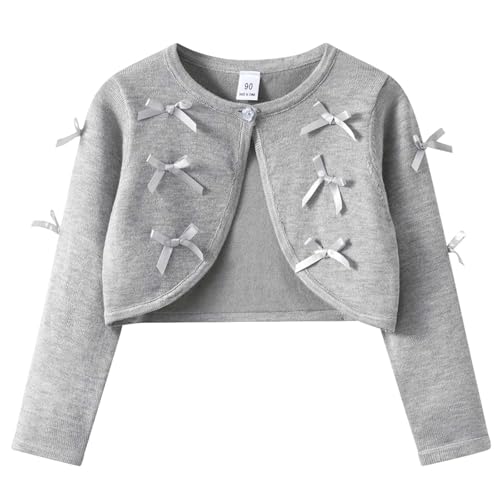 Girls Button Down Cardigan Long Sleeve Sweater Comfortable Knitted Cropped Open Front Cardigan Top