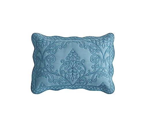 Image of CHIXIN Microfiber Standard Pillow Shams Set of 2 - Decorative Quilted Pillow Covers - Lagoon - Size (20 inch x 26 inch)