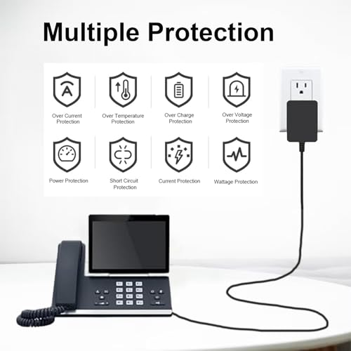 Image of 5V 2A Power Adapter Replacement for Yealink Phone PS5V2000US | Power Supply Compatible with Yealink T29G T54W T46U T46S T57W T48S T53W T58A MP54 MP56 5V Phone Charger Cord(5 Feet)