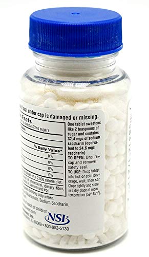 Necta Sweet Saccharin Tablets, 1/2 Grain, 1000 Tablet Bottle (Pack of 2)