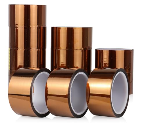 Image of BOMEI PACK Polyimide Tape, 12 Pack High-Temperature Resistant Tape 2inch x 33m(108ft), No Residue Heat-Resistant Tape for Electric Task, 3D Printing, Soldering, Sublimation, Masking