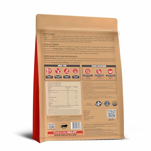 Image of Neulife Super Isolate Whey Protein 1.5kg | Max Absorption Protein Shake with Patented Ketofuel MCTs | Strawberries & Creme with Real Fruit