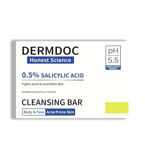 Image of DERMDOC by Purplle 0.5% Salicylic Acid Cleansing Bar (75 gm) (Pack of 2) | gentle deep cleansing bar | oil control, acne prone skin | salicylic acid for back & body acne