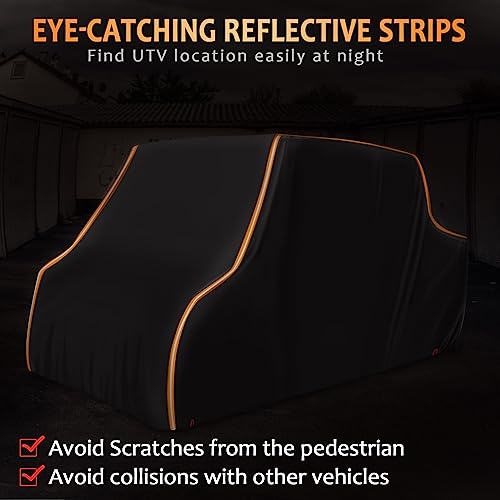 Image of StarknightMT Heavy Duty UTV Cover 4 Seater Waterproof 420D Oxford Windproof | 157 inch x65 inch x77 inch, Compatible with Polaris Ranger Crew 1000 900 570 General RZR, UTV Cover for All-Weather Outdoor Storage