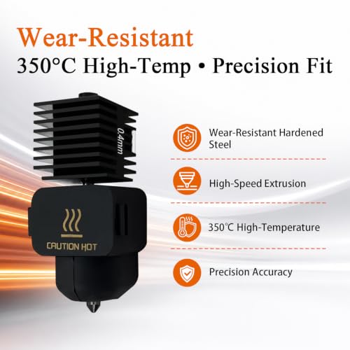 Image of HzdaDeve 2 Pack A1 Mini /A1 Hotend Print Head Hot End Kit Extruder Upgrade High-Temperature 0.4MM Hardened Steel Nozzle Replacement with 4PCS Silicone Cover Sock for Bambu Lab 3D Printer Accessories | Removable Wear-Resistant Nozzle, Quick-Swap, High-Precision Leak-Proof, Heat-Resistant up to 350℃, with 2PCS Silicone Socks