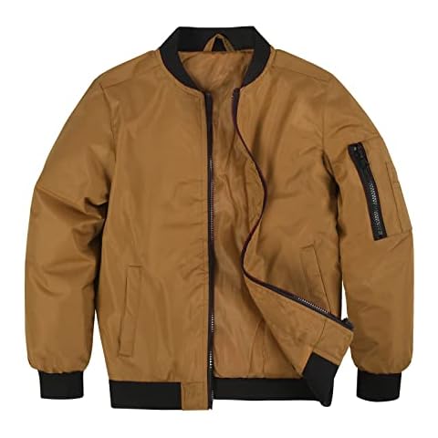 SNOW DREAMS Boys Girls Bomber Jacket Flight Jackets Spring Varsity Jacket Dark Yellow Size 10-12 Cover