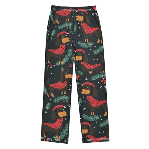 ZZXXB Dachshund Spruce Branch Boys Long Pants Soft Trousers Elastic Waist Kids Lounge Bottoms with Pockets S-XL