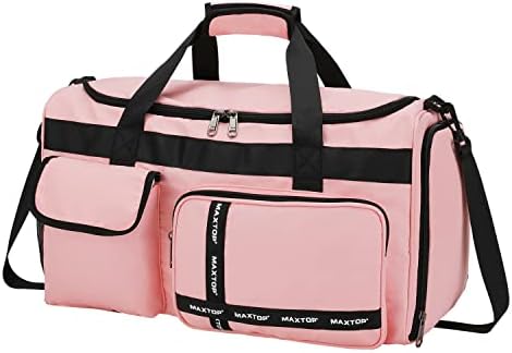 MAXTOP Travel Duffel Bag Large Sports Gym Bags with Shoes Compartment for Men Women Weekender Overnight Bag Pink 1 MAXTOP Travel Duffel Bag Large Sports Gym Bags with Shoes Compartment for Men Women Weekender Overnight Bag Pink