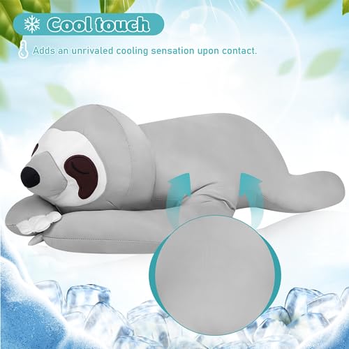 My OLi 18'' Sloth Cooling Stuffed Animal Pillow Coolable Stuffed Sloth Pillow Soft Chill Plush Hugging Pillow Plush Toys Gift for Kids Adults - Thumbnail 5
