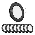 Obeaming 8 Pack 12 Volt LED Puck Light RV Recessed Mount Ceiling Light 2.75” 12V Down Light for Camper Van Truck Boat Interior Ceiling Kitchen Cabinet Lighting CRI 93 (Black/Warm White)