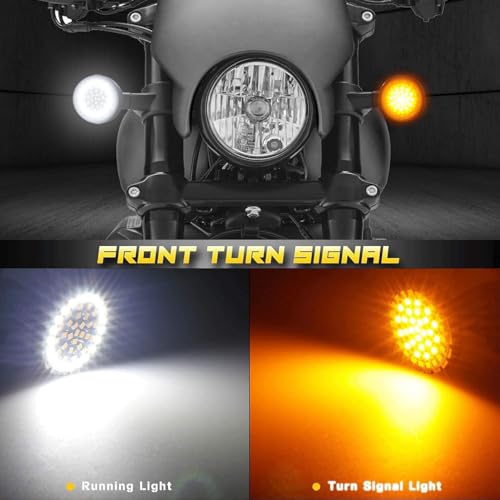 Image of NTHREEAUTO 2 inch Bullet 1157 LED Turn Signal Light, Motorcycle Running Light, Switchback Front Bulbs Compatible with Harley Street Glide, Sportster, Road King