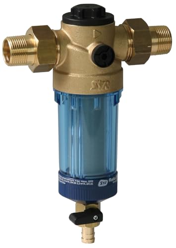 AquaHouse SYR Ratio Whole House Sediment Filter, Self Cleaning Mesh Filter with Backwash DN20-90 Micron Sediment Removal - Made in Germany