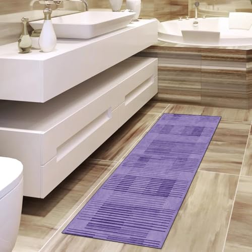 Alfombra de cocina transitable y lavable de 70 x 150 cm con diseño moderno lila 4