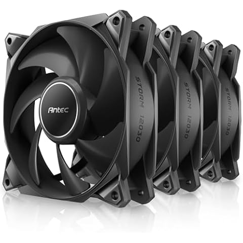 Antec 30mm Thickness Fans, 120mm x 30mm Case Fans, PWM Fans, 2200RPM, 80.47CFM, 2.95mmH₂O, 4 Pin PWM Connector, 120mm Fan, Storm T3 Series 3 Packs Cover