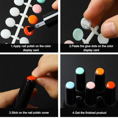 Nail Display Dot,Nagel Display Farbkart,120pcs Nagellack Display,Nagellack Display Rund,Nail Display Rund,Swatches Nägel,Weiß Nagel Display Punkt Farbpunkte Mit Selbstklebende Aufkleber