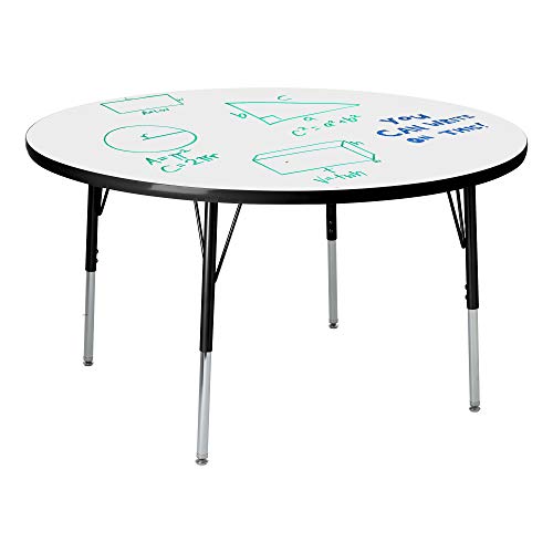 Learniture Round Adjustable-Height School Classroom Activity Table w/Whiteboard Top 48"