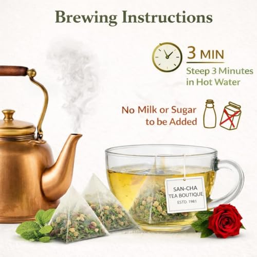 Image of SAN-CHA Tea Boutique Happy Hair Tea | Free Tea (Pack Of 25) | 100% Biodegradable Tea Bags|Pyramid Tea Bags | Herbal Tea | Tea For Healthy Hair | Hibiscus Leaves For Hair Growth, 25 grams