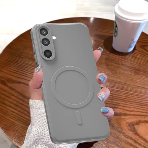 Image of Outlouders Back Cover for Samsung Galaxy M17 5G / A17 5G / F17 5G | Soft Matte Silicone | Magnetic-Safe Logo Design (Magnetic-Safe Not Compatible) | Shockproof Bumper Case (Grey)