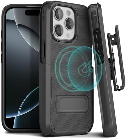 MOTIVE For IPhone 17 Pro Max Case With Belt Clip, Waterproof Full Body 360 Protection Built In Screen Protector Wireless Charging Compatible With Iphone 17 Pro Max Holster Case 69 Black - View #3