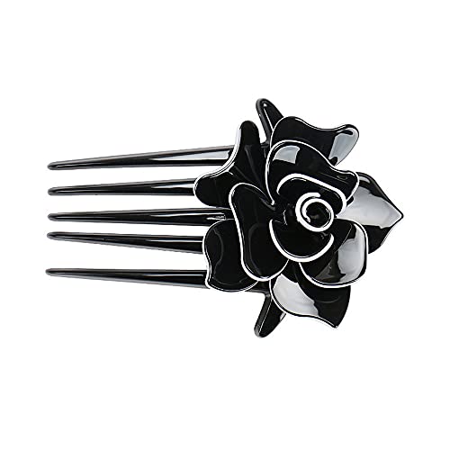 Netual Comb Barrettes Acrylic Hairpin for Women Flower Hair Combs Hair Flowers for Women Hair Combs for Women Accessories Elegant and Versatile Black
