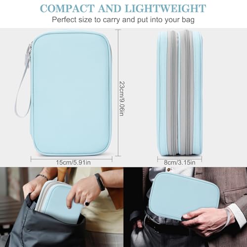 Image of FYY Electronic Organizer, Large Travel Cable Organizer Bag Pouch Electronic Accessories Carry Case Portable Waterproof Double Layers All-in-One Storage Bag for Cable, Cord, Charger, Mint Green